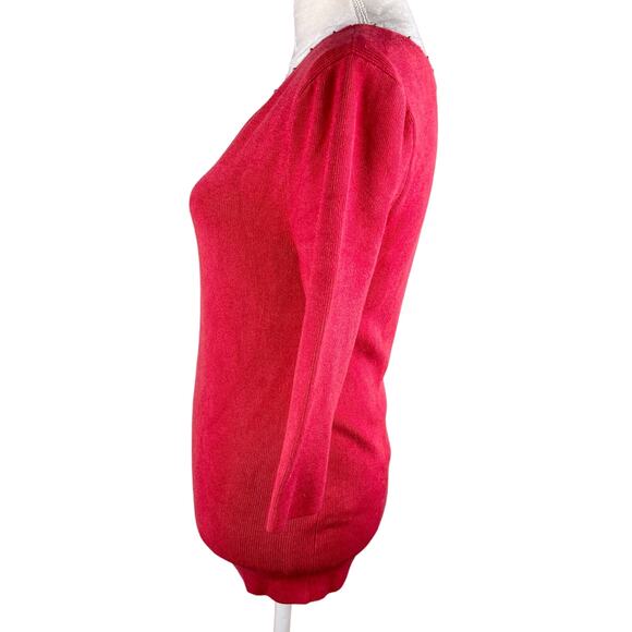 Soft Surroundings Pimi Sweater Medium Red V-Neck Gold Beads - Picture 12 of 16